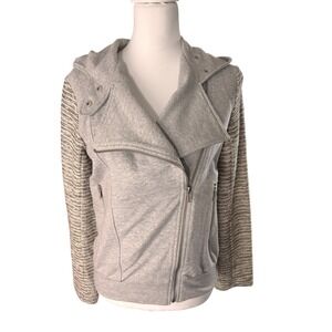 KUT from the Kloth Womens Grey Moto Hoodie Jacket Asymmetrical Zip Normcore S